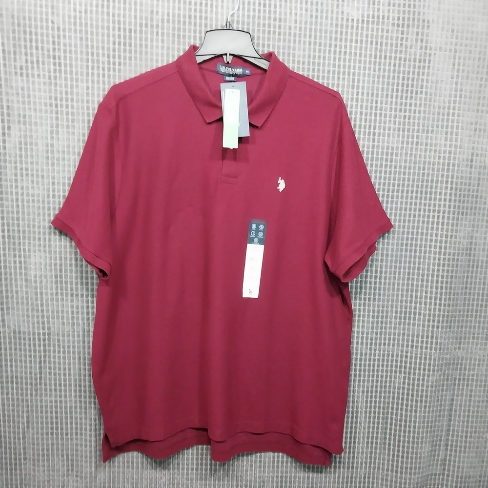 U.S. Polo Assn. Polo Shirt Mens Performance Pique Short Sleeve 3XL Burgundy